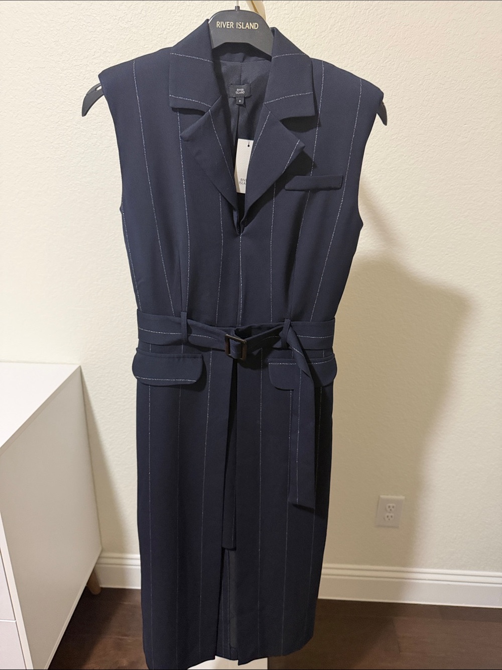 River Island dress in navy strips